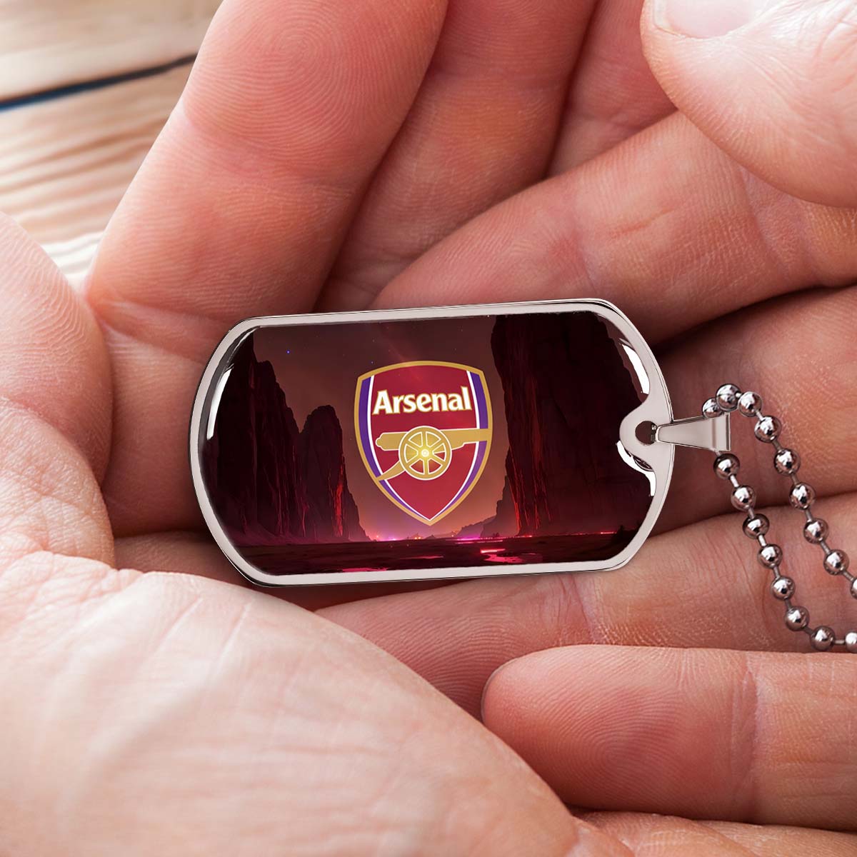 Soccer Dog Tag Necklace - SCD015 - Arsenal FC - Military Ball Chain