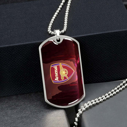 Soccer Dog Tag Necklace - SCD015 - Arsenal FC - Military Ball Chain