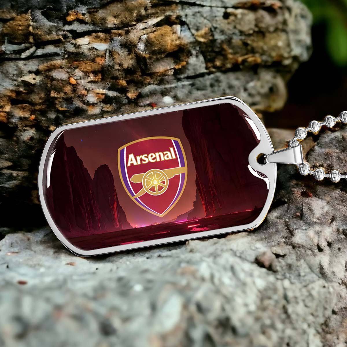 Soccer Dog Tag Necklace - SCD015 - Arsenal FC - Military Ball Chain