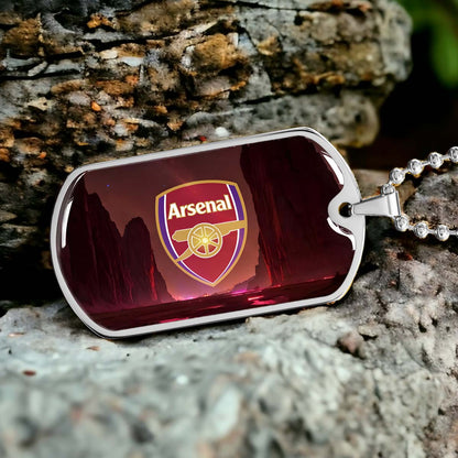 Soccer Dog Tag Necklace - SCD015 - Arsenal FC - Military Ball Chain