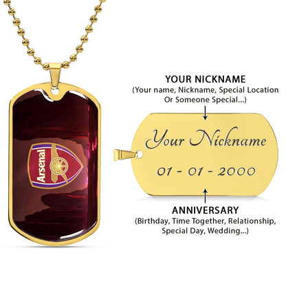 Soccer Dog Tag Necklace - SCD015 - Arsenal FC - Military Ball Chain