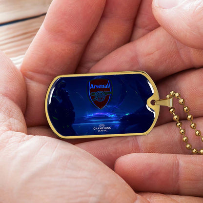 Soccer Dog Tag Necklace - SCD017 - Arsenal FC - UEFA Champions League - Military Ball Chain