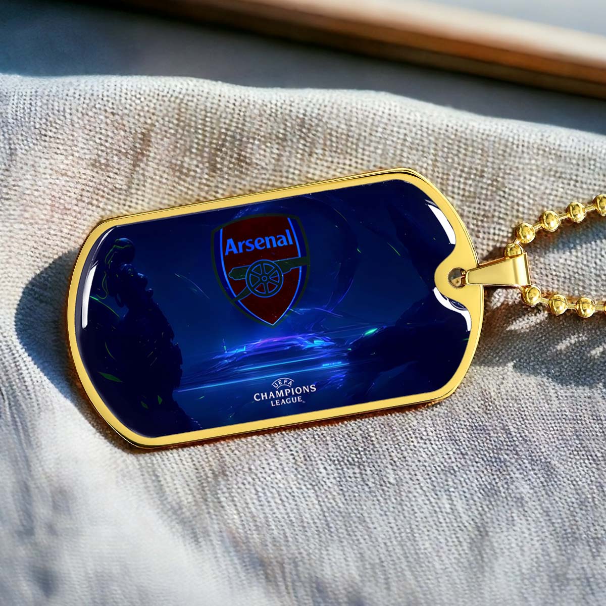 Soccer Dog Tag Necklace - SCD017 - Arsenal FC - UEFA Champions League - Military Ball Chain
