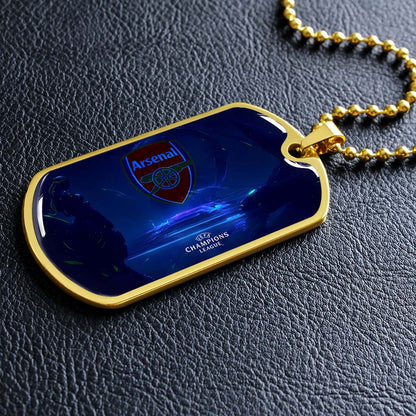 Soccer Dog Tag Necklace - SCD017 - Arsenal FC - UEFA Champions League - Military Ball Chain