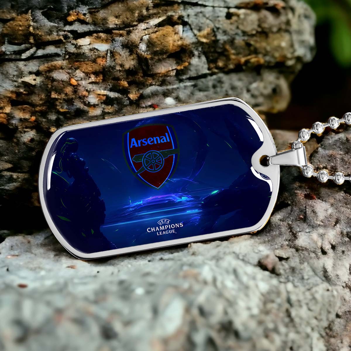 Soccer Dog Tag Necklace - SCD017 - Arsenal FC - UEFA Champions League - Military Ball Chain