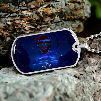 Soccer Dog Tag Necklace - SCD017 - Arsenal FC - UEFA Champions League - Military Ball Chain