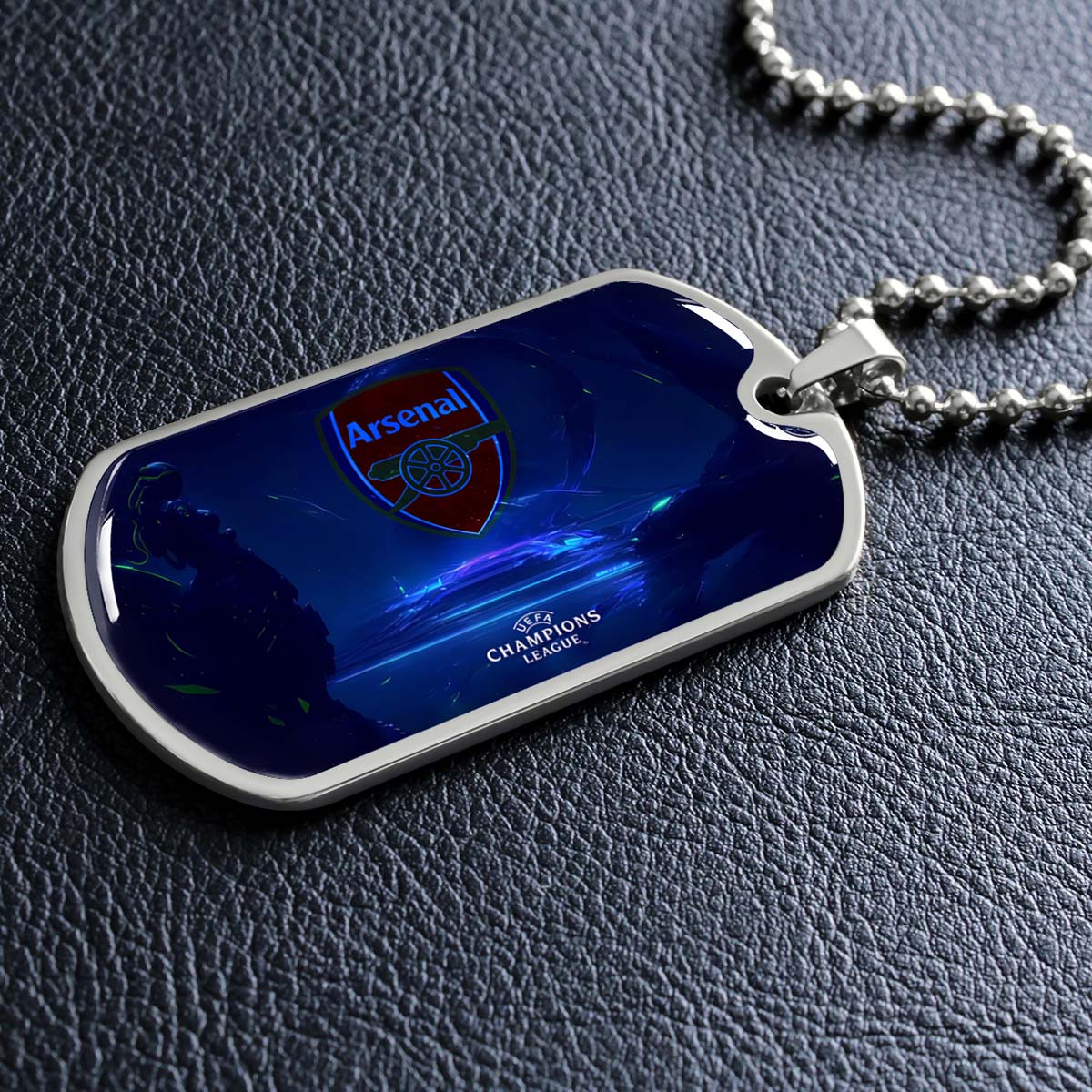 Soccer Dog Tag Necklace - SCD017 - Arsenal FC - UEFA Champions League - Military Ball Chain
