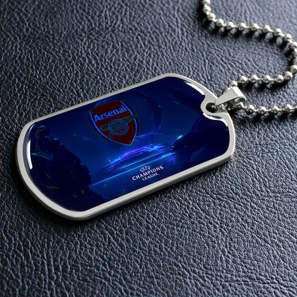 Soccer Dog Tag Necklace - SCD017 - Arsenal FC - UEFA Champions League - Military Ball Chain