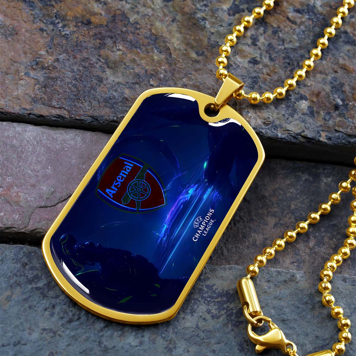 Soccer Dog Tag Necklace - SCD017 - Arsenal FC - UEFA Champions League - Military Ball Chain