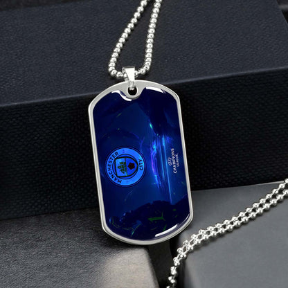 Soccer Dog Tag Necklace - SCD019 - Manchester City - UEFA Champions League - Military Ball Chain