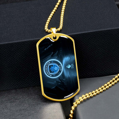 Soccer Dog Tag Necklace - SCD020 - Manchester City - Premier League - Military Ball Chain