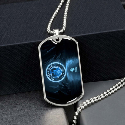 Soccer Dog Tag Necklace - SCD020 - Manchester City - Premier League - Military Ball Chain