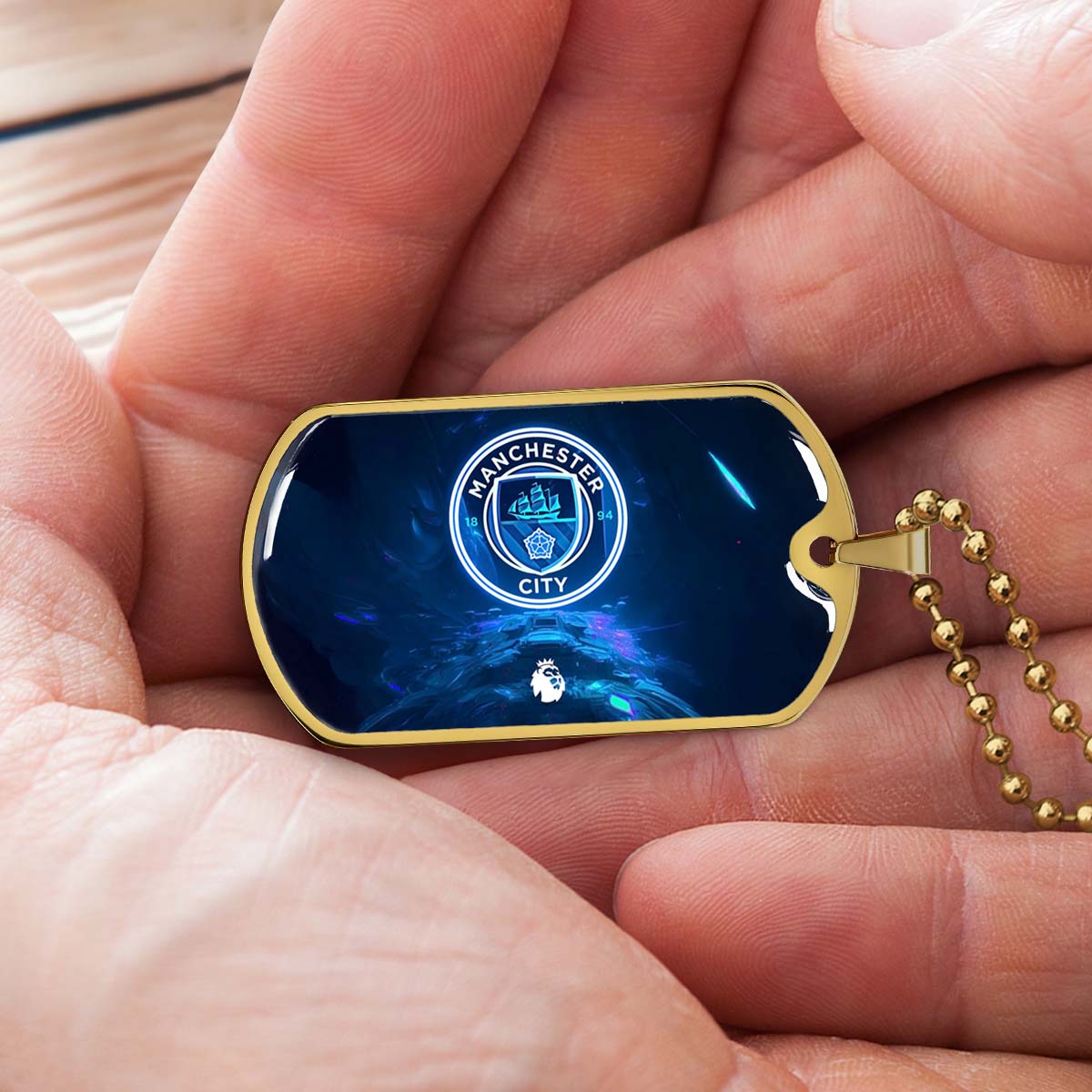 Soccer Dog Tag Necklace - SCD021 - Manchester City - Premier League - Military Ball Chain
