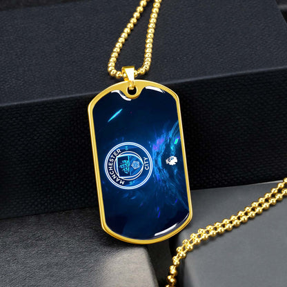Soccer Dog Tag Necklace - SCD021 - Manchester City - Premier League - Military Ball Chain