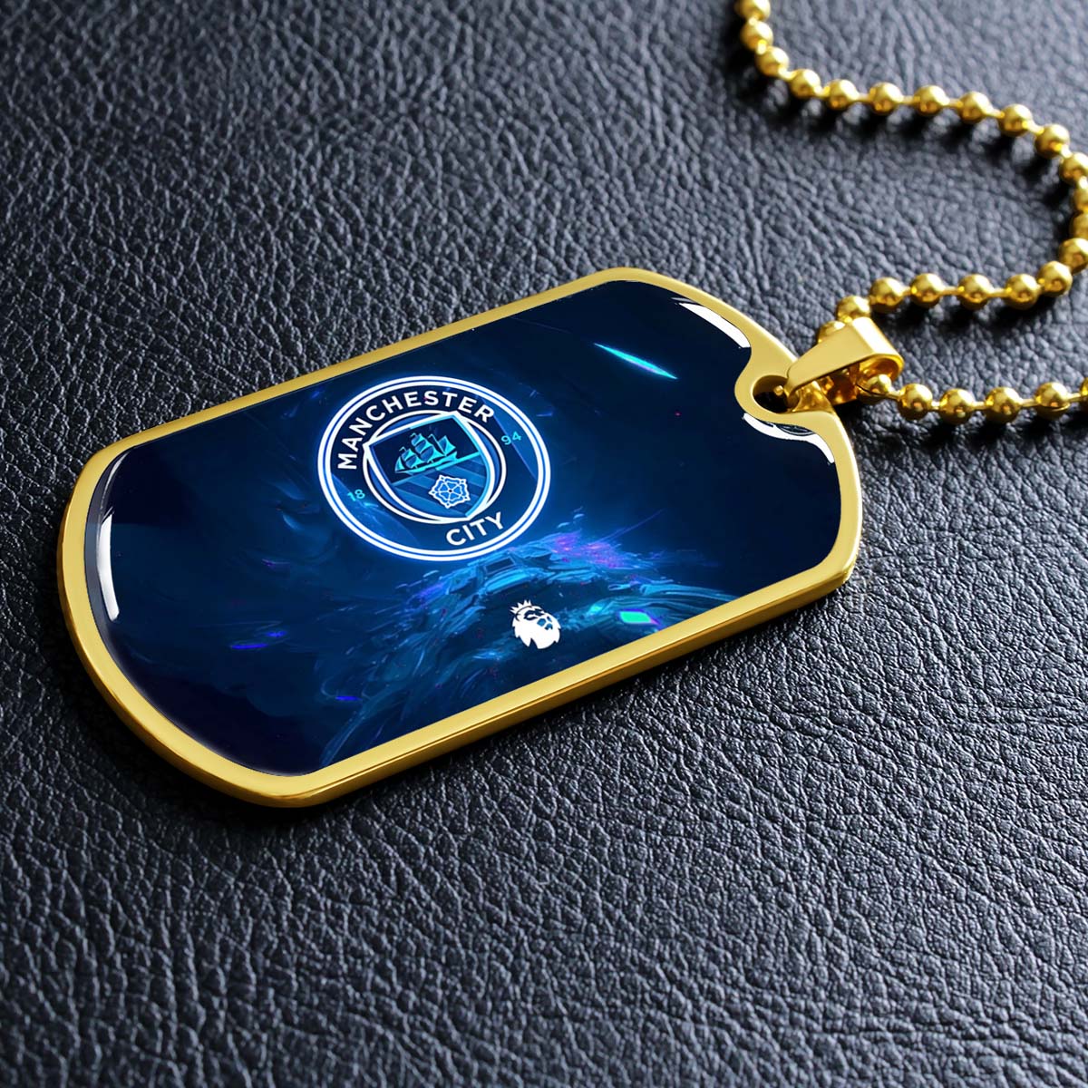 Soccer Dog Tag Necklace - SCD021 - Manchester City - Premier League - Military Ball Chain