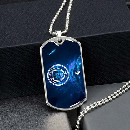 Soccer Dog Tag Necklace - SCD021 - Manchester City - Premier League - Military Ball Chain