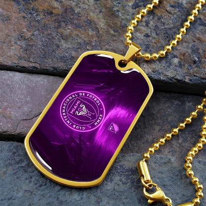 Soccer Dog Tag Necklace - SCD023 - Inter Miami CF - Military Ball Chain