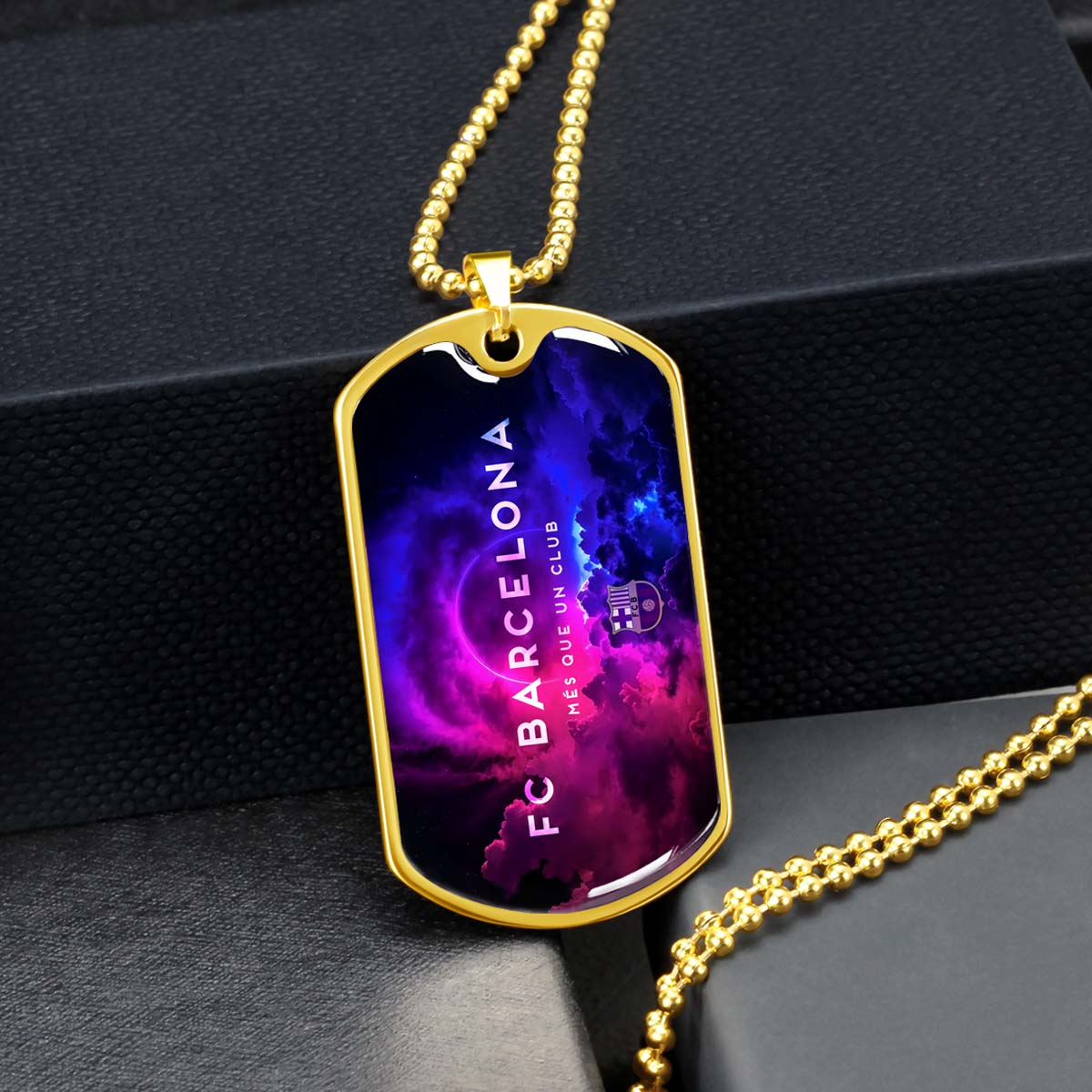 Soccer Dog Tag Necklace - SCD024 - FC Barcelona - FCB - Military Ball Chain