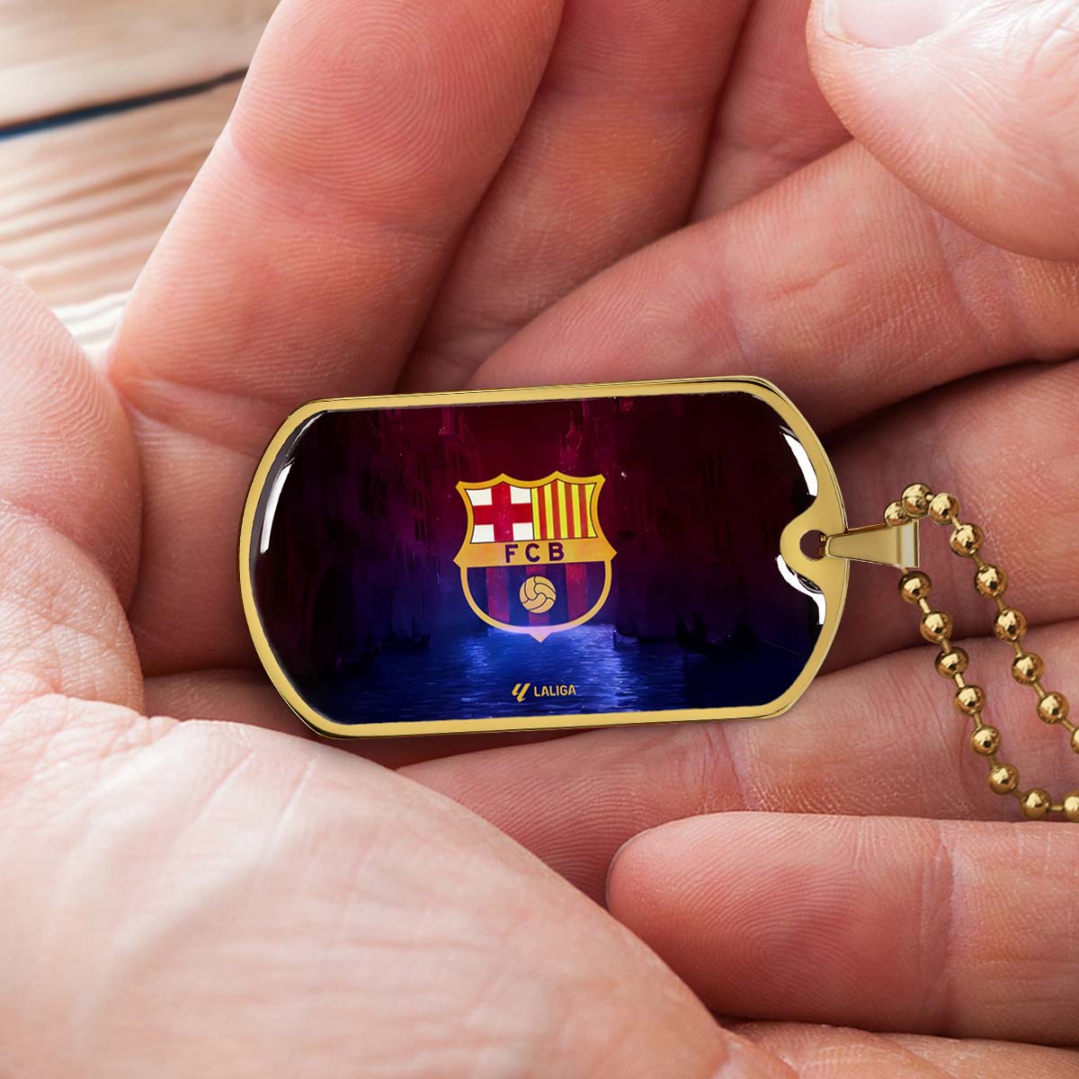 Soccer Dog Tag Necklace - SCD025 - Special Tide FC Barcelona - FCB - Military Ball Chain