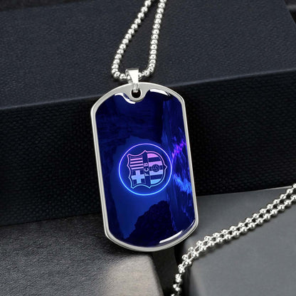 Soccer Dog Tag Necklace - SCD028 - FC Barcelona - FCB - Military Ball Chain