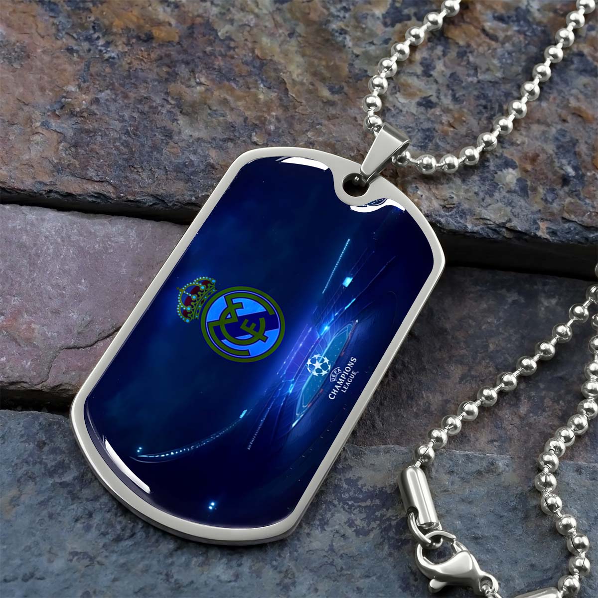 Soccer Dog Tag Necklace - SCD029 - FC Real Madrid - UEFA Champions League - Military Ball Chain