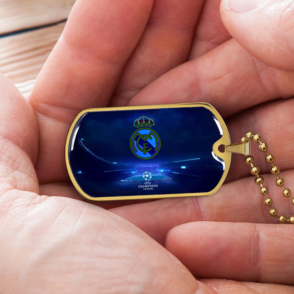 Soccer Dog Tag Necklace - SCD029 - FC Real Madrid - UEFA Champions League - Military Ball Chain