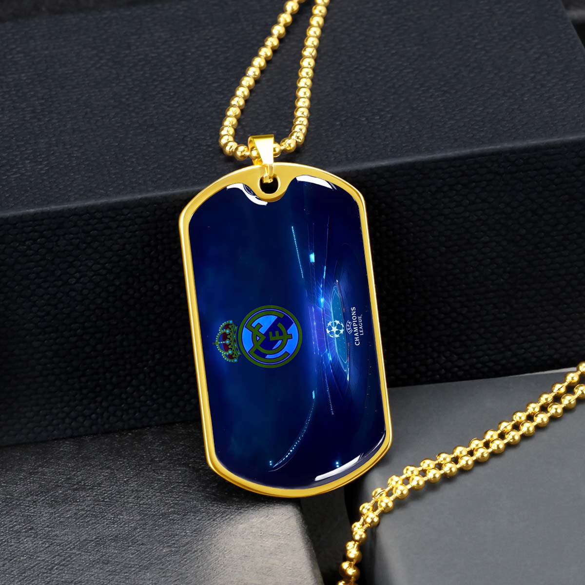 Soccer Dog Tag Necklace - SCD029 - FC Real Madrid - UEFA Champions League - Military Ball Chain