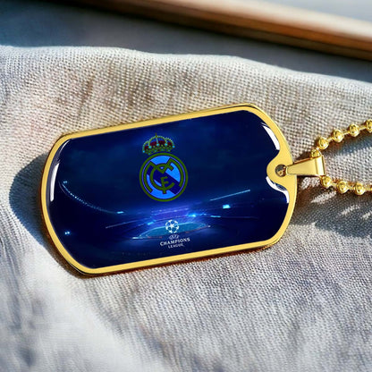 Soccer Dog Tag Necklace - SCD029 - FC Real Madrid - UEFA Champions League - Military Ball Chain