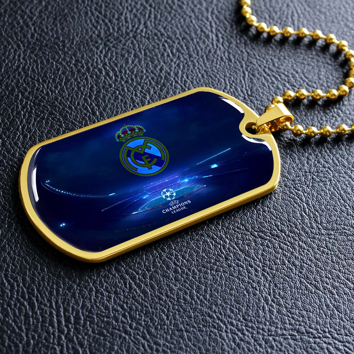 Soccer Dog Tag Necklace - SCD029 - FC Real Madrid - UEFA Champions League - Military Ball Chain