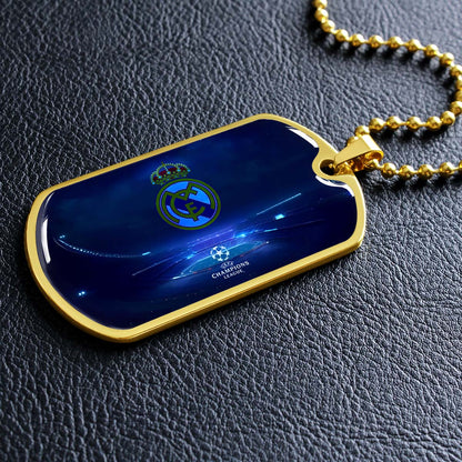 Soccer Dog Tag Necklace - SCD029 - FC Real Madrid - UEFA Champions League - Military Ball Chain