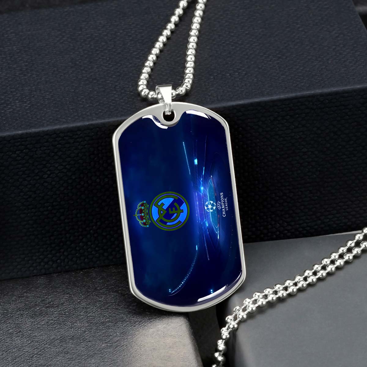 Soccer Dog Tag Necklace - SCD029 - FC Real Madrid - UEFA Champions League - Military Ball Chain