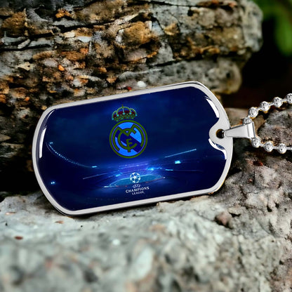 Soccer Dog Tag Necklace - SCD029 - FC Real Madrid - UEFA Champions League - Military Ball Chain