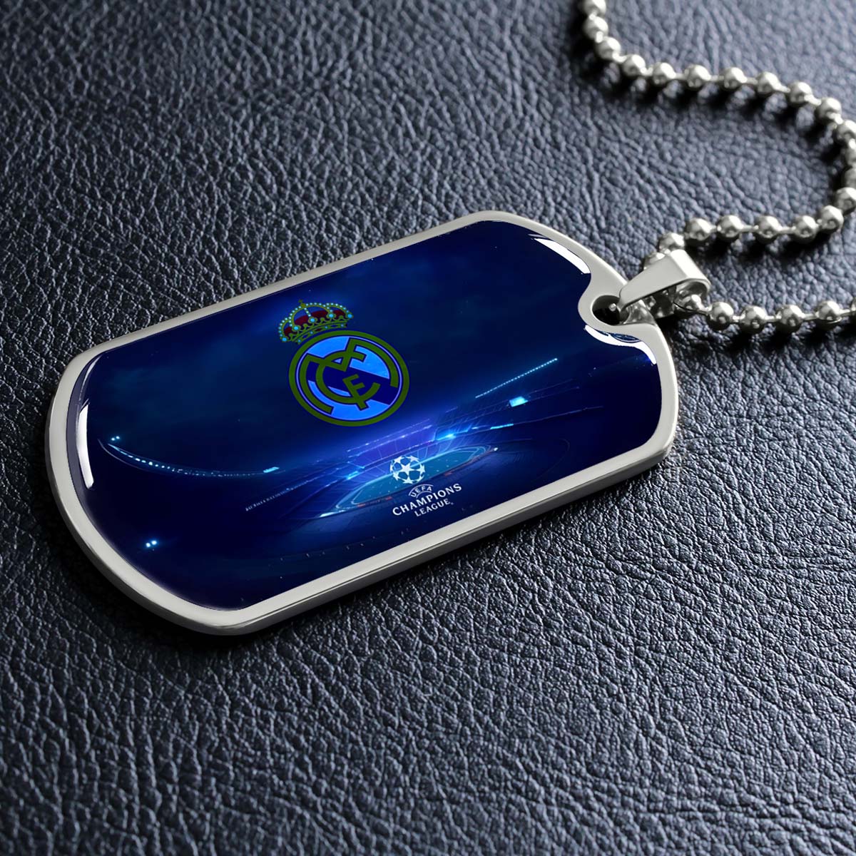 Soccer Dog Tag Necklace - SCD029 - FC Real Madrid - UEFA Champions League - Military Ball Chain