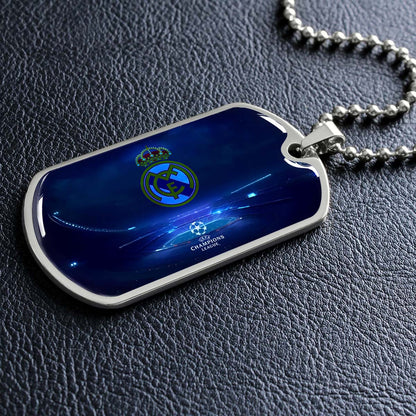 Soccer Dog Tag Necklace - SCD029 - FC Real Madrid - UEFA Champions League - Military Ball Chain
