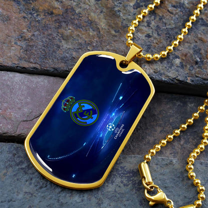 Soccer Dog Tag Necklace - SCD029 - FC Real Madrid - UEFA Champions League - Military Ball Chain