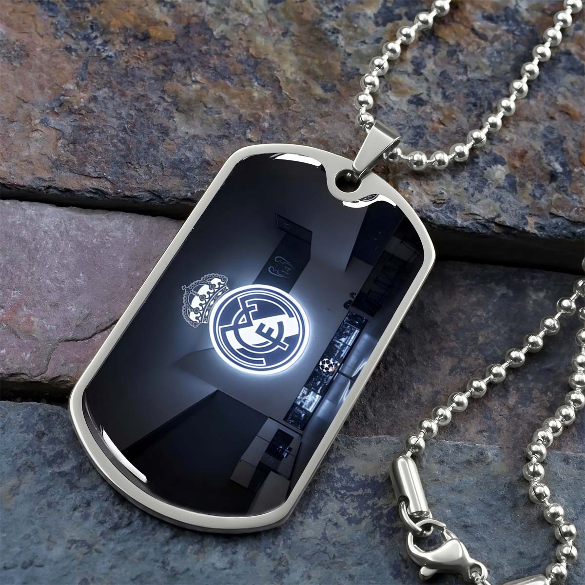 Soccer Dog Tag Necklace - SCD030 - In The House Real Madrid C.F - UEFA Champions League - Military Ball Chain