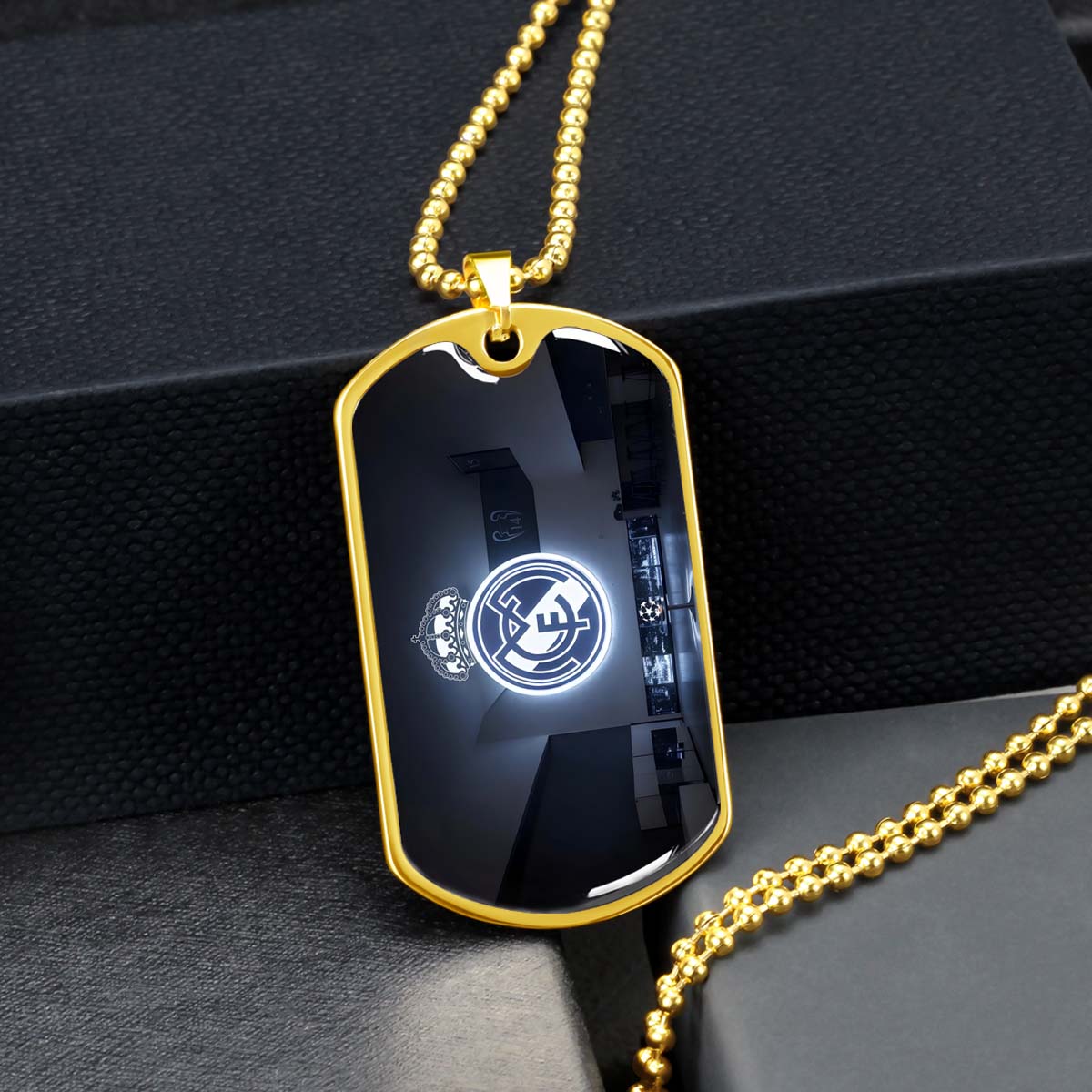 Soccer Dog Tag Necklace - SCD030 - In The House Real Madrid C.F - UEFA Champions League - Military Ball Chain