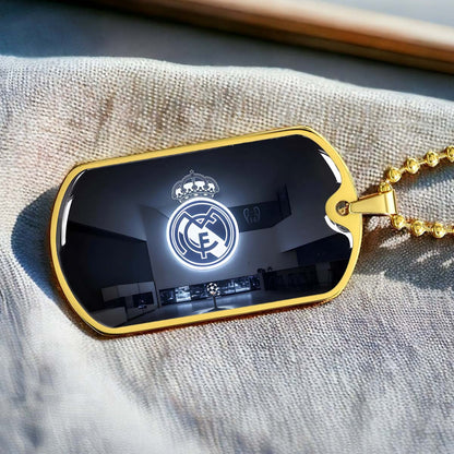 Soccer Dog Tag Necklace - SCD030 - In The House Real Madrid C.F - UEFA Champions League - Military Ball Chain