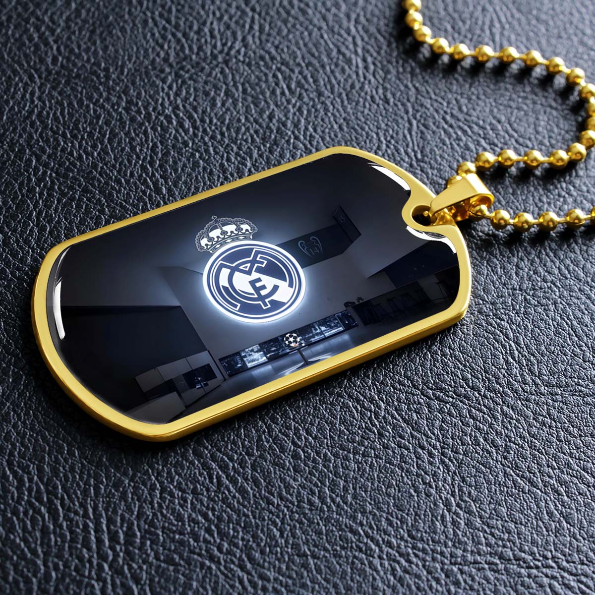 Soccer Dog Tag Necklace - SCD030 - In The House Real Madrid C.F - UEFA Champions League - Military Ball Chain