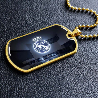 Soccer Dog Tag Necklace - SCD030 - In The House Real Madrid C.F - UEFA Champions League - Military Ball Chain