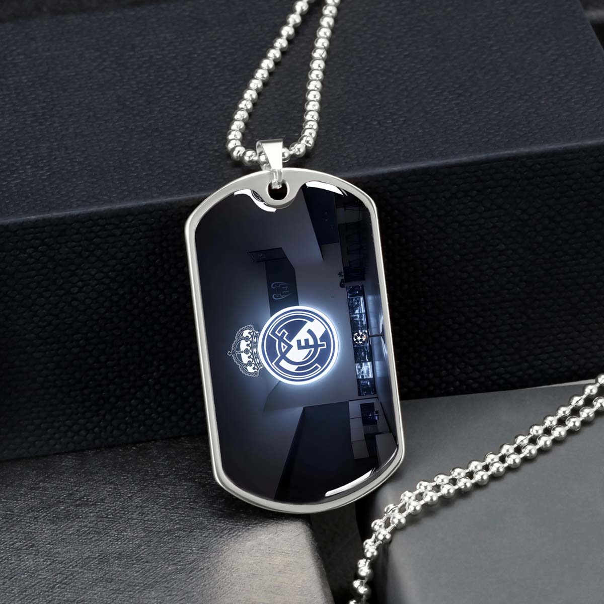Soccer Dog Tag Necklace - SCD030 - In The House Real Madrid C.F - UEFA Champions League - Military Ball Chain