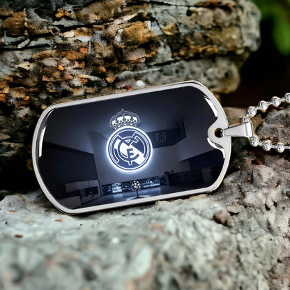 Soccer Dog Tag Necklace - SCD030 - In The House Real Madrid C.F - UEFA Champions League - Military Ball Chain
