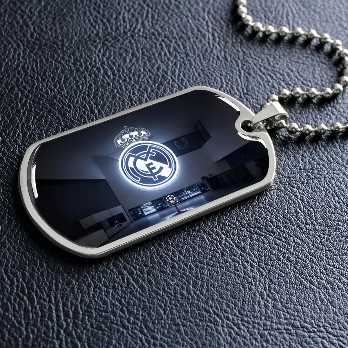Soccer Dog Tag Necklace - SCD030 - In The House Real Madrid C.F - UEFA Champions League - Military Ball Chain