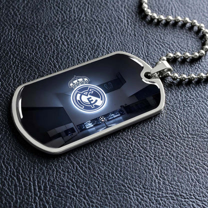 Soccer Dog Tag Necklace - SCD030 - In The House Real Madrid C.F - UEFA Champions League - Military Ball Chain