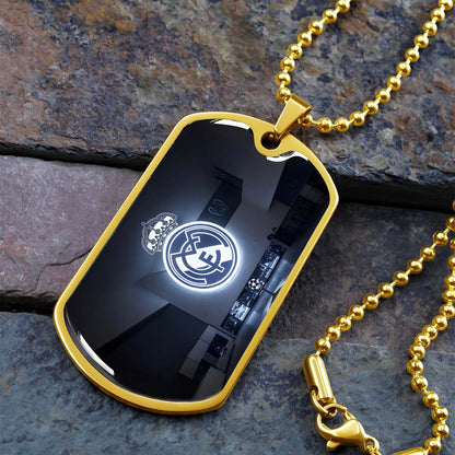Soccer Dog Tag Necklace - SCD030 - In The House Real Madrid C.F - UEFA Champions League - Military Ball Chain
