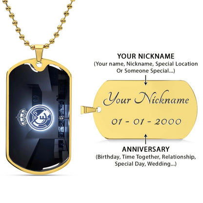 Soccer Dog Tag Necklace - SCD030 - In The House Real Madrid C.F - UEFA Champions League - Military Ball Chain