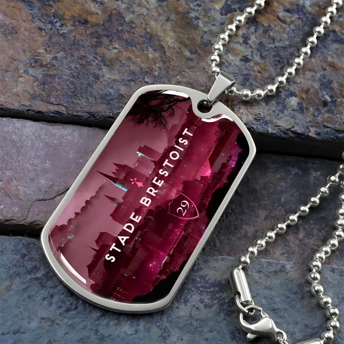 Soccer Dog Tag Necklace - SCD032 - Stade Brestoist 29 - Military Ball Chain