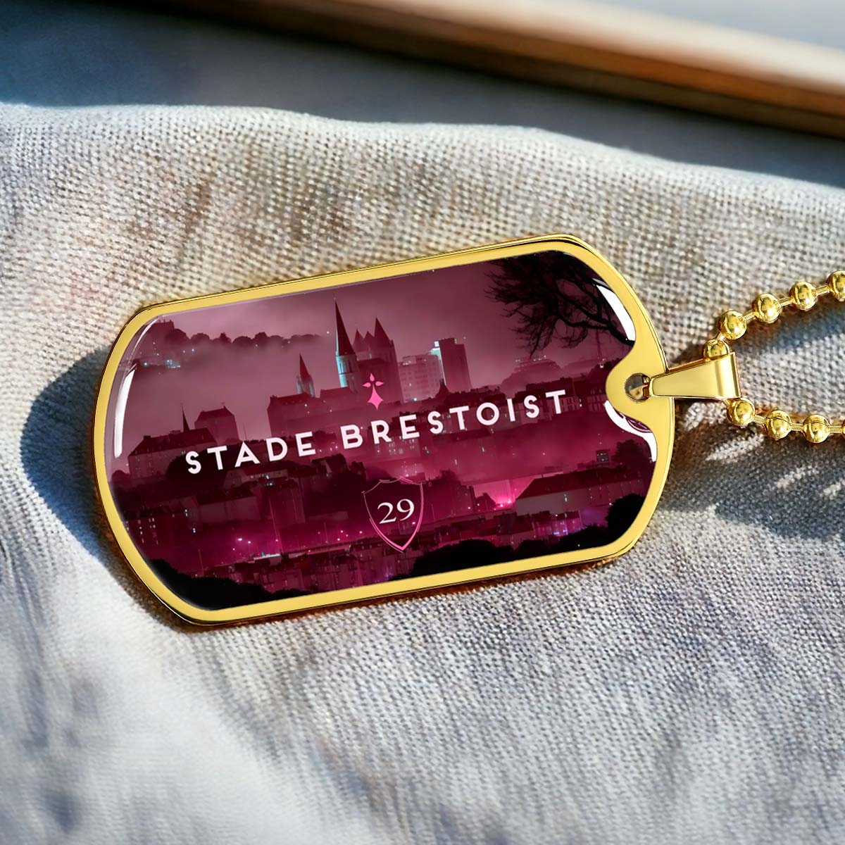 Soccer Dog Tag Necklace - SCD032 - Stade Brestoist 29 - Military Ball Chain