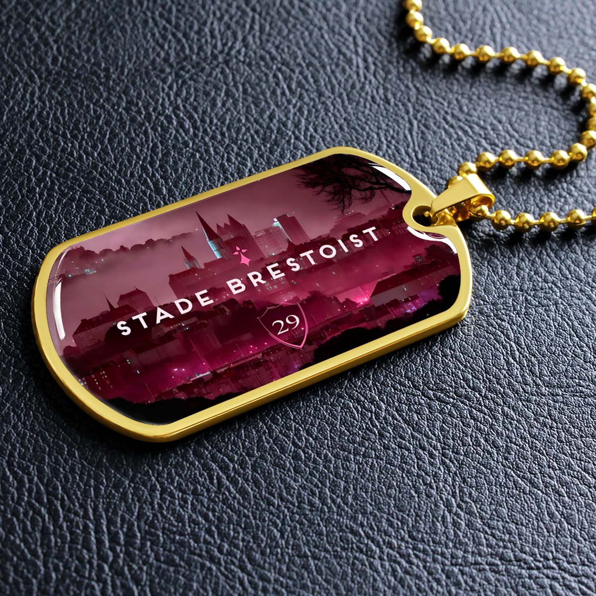 Soccer Dog Tag Necklace - SCD032 - Stade Brestoist 29 - Military Ball Chain