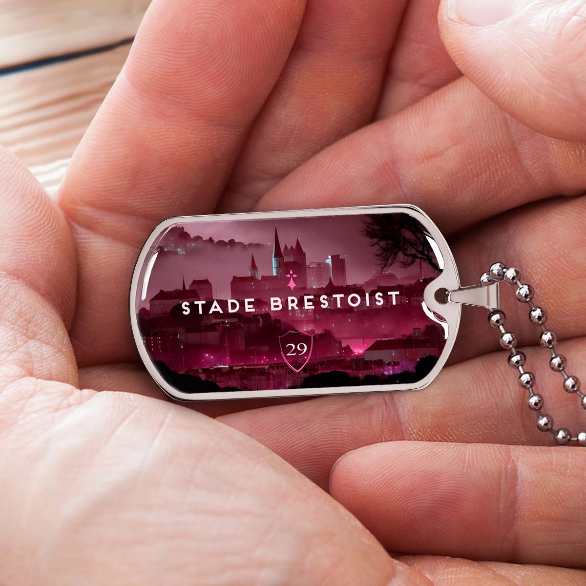 Soccer Dog Tag Necklace - SCD032 - Stade Brestoist 29 - Military Ball Chain